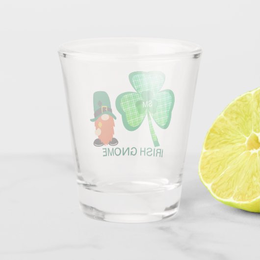 Irish Gnome Monogram Shamrock St Patricks Shot Glas (Achterkant)