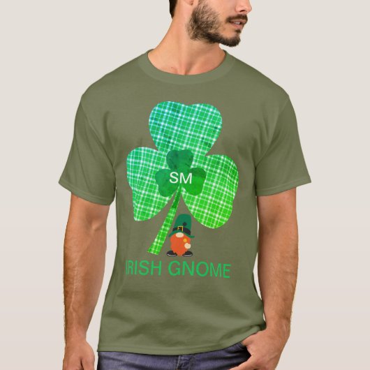 Irish Gnome Monogram Shamrock St Patricks Unisex T-shirt (Voorkant)