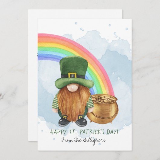 Irish Gnome Pot of Gold Custom St Patrick's Day Feestdagenkaart (Voorkant / Achterkant)