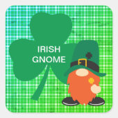 Irish Gnome Shamrock St Patrick's Vierkante Sticker (Voorkant)