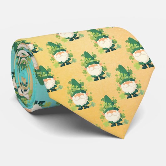 Irish Gnome With Shamrocks Stropdas (Opgerold)