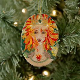 Irish Goddess Eire Fiery Redhead Ginger Fire Queen Keramisch Ornament