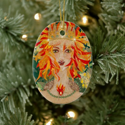 Irish Goddess Eire Fiery Redhead Ginger Fire Queen Keramisch Ornament (Boom)