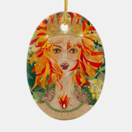 Irish Goddess Eire Fiery Redhead Ginger Fire Queen Keramisch Ornament