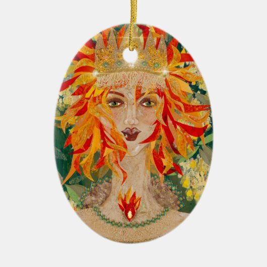 Irish Goddess Eire Fiery Redhead Ginger Fire Queen Keramisch Ornament (Voorkant)
