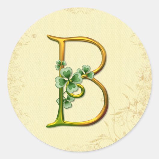 Irish Gold Monogram B Ronde Sticker (Voorkant)