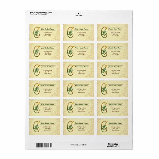 Irish Gold Monogram C-label Etiket (Full Sheet)