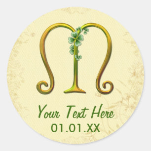 Irish Gold Monogram M Ronde Sticker