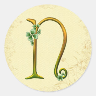 Irish Gold Monogram N Ronde Sticker