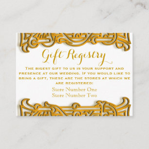 Irish Gold Monogram Weddending Gift Registry Card Informatiekaartje