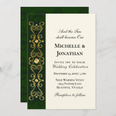 Irish Gold Shamrocks op Green Christelijk Wedding Kaart (Voorkant / Achterkant)