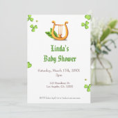 Irish Golden Harp Neutral Baby shower Invitation Kaart (Staand voorkant)