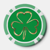 Irish Good Luck Klaver Groen Goud Shamrock Poker Chips (Achterkant)