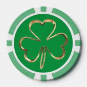 Irish Good Luck Klaver Groen Goud Shamrock Poker Chips (Voorkant)