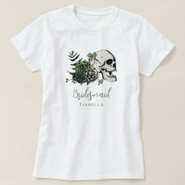 Irish Gothic Green Skull & Rozen Bruidsmeisje Gift T-shirt