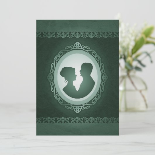 Irish Green Cameo Wedding Invitations Kaart (Staand voorkant)
