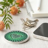 Irish Green Celtic Heart Knot Sleutelhanger (Zijkant)