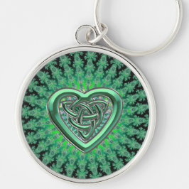 Irish Green Celtic Heart Knot Sleutelhanger