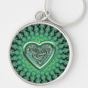 Irish Green Celtic Heart Knot Sleutelhanger