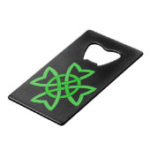 Irish Green Celtic Knot Creditkaart Flessenopener (Voorkant Gekanteld)