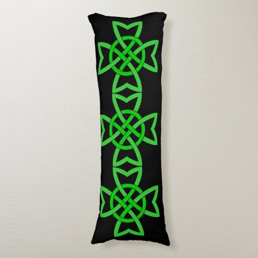 Irish Green Celtic Knot Lichaamskussen (Voorkant Verticaal)