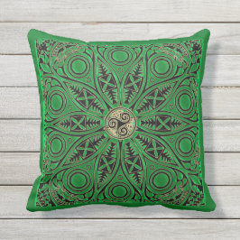Irish Green Celtic Mandala Trisaking Outdoor Pillo Buitenkussen