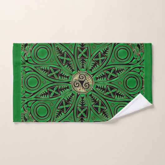 Irish Green Celtic Trisangers Mandala Towel Set Bad Handdoek (Handdoek)