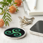 Irish Green Celtic Triskelion Sleutelhanger (Zijkant)