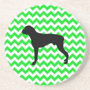 Irish Green Chevron met Boxer Silhouette Zandsteen Onderzetter