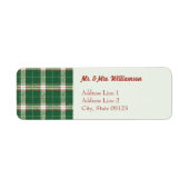 Irish Green Christmas Plaid Retouradres Etiket (Voorkant)