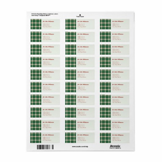 Irish Green Christmas Plaid Retouradres Etiket (Full Sheet)