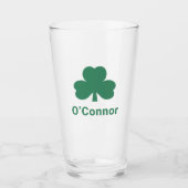 Irish Green Clover Persoonlijke achternaam Beer Glas (Voorkant)
