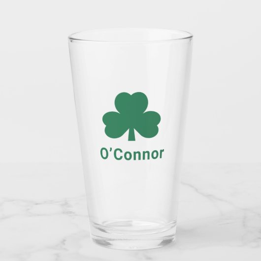 Irish Green Clover Persoonlijke achternaam Beer Glas (Voorkant)