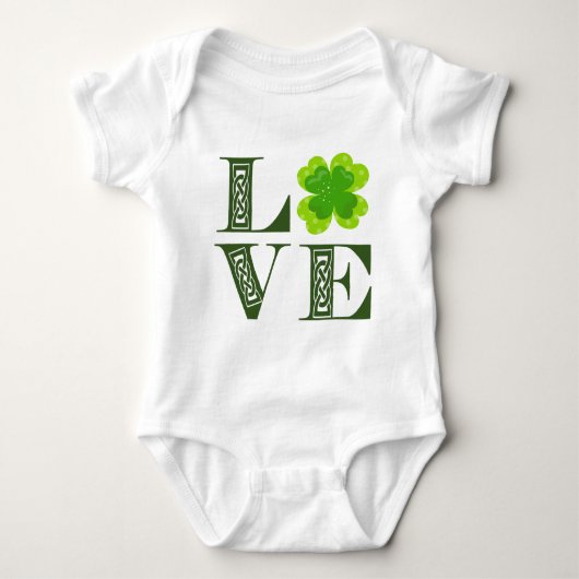 Irish Green Clover Shamrock Celtic Knot LOVE Romper (Voorkant)