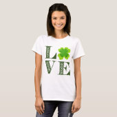 Irish Green Clover Shamrock Celtic Knot LOVE T-Shi T-shirt (Voorkant volledig)