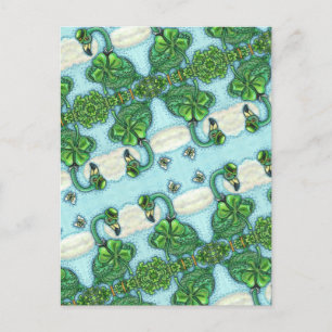 IRISH GREEN FLAMINGO, CUTE HAPPY ST. PATRICK'S DAG FEESTDAGENKAART