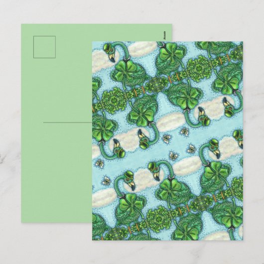 IRISH GREEN FLAMINGO, CUTE HAPPY ST. PATRICK'S DAG FEESTDAGENKAART (Voorkant / Achterkant)