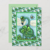 IRISH GREEN FLAMINGO, CUTE HAPPY ST. PATRICK'S DAG FEESTDAGENKAART (Voorkant / Achterkant)