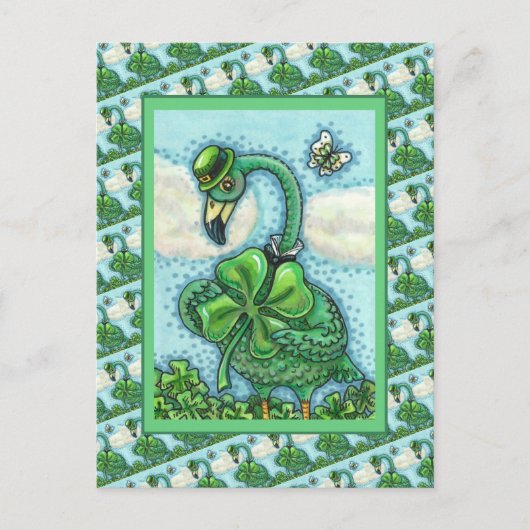 IRISH GREEN FLAMINGO, CUTE HAPPY ST. PATRICK'S DAG FEESTDAGENKAART (Voorkant)