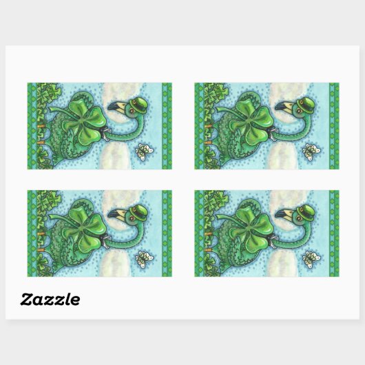 IRISH GREEN FLAMINGO, CUTE HAPPY ST. PATRICK'S DAG RECHTHOEKIGE STICKER (Vel)