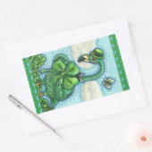 IRISH GREEN FLAMINGO, CUTE HAPPY ST. PATRICK'S DAG RECHTHOEKIGE STICKER (Envelop)