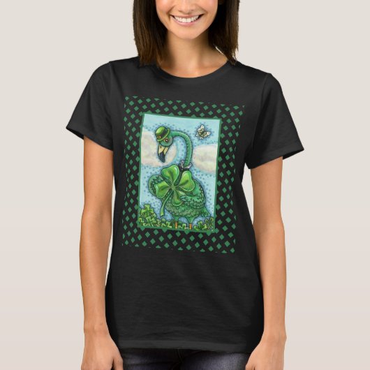 IRISH GREEN FLAMINGO, CUTE HAPPY ST. PATRICK'S DAG T-SHIRT (Voorkant)