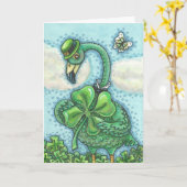 Irish Green Flamingo ST. PATRICK'S DAY KAART Verse (Gele Bloem)