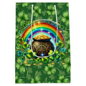 Irish Green Four Leaf Clover Medium Cadeauzakje (Achterkant)