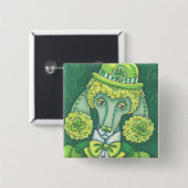 IRISH GREEN FRENCH POODLE, DOG BUTTON Square (Voorkant /achterkant)