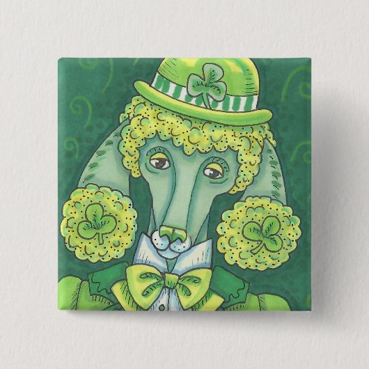 IRISH GREEN FRENCH POODLE, DOG BUTTON Square (Voorkant)
