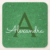 Irish Green Glitter & Sparkle Monogram Kartonnen Onderzetters (Voorkant)