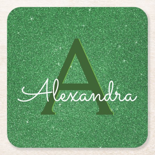 Irish Green Glitter & Sparkle Monogram Kartonnen Onderzetters (Voorkant)