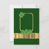 Irish green, gouden shamrock bruiloft R.S.V.P RSVP Kaartje (Achterkant)