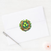 Irish Green Hoefijzer Shamrocks Illustratie Ronde Sticker (Envelop)